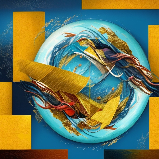 Abstract digital art with gold elements