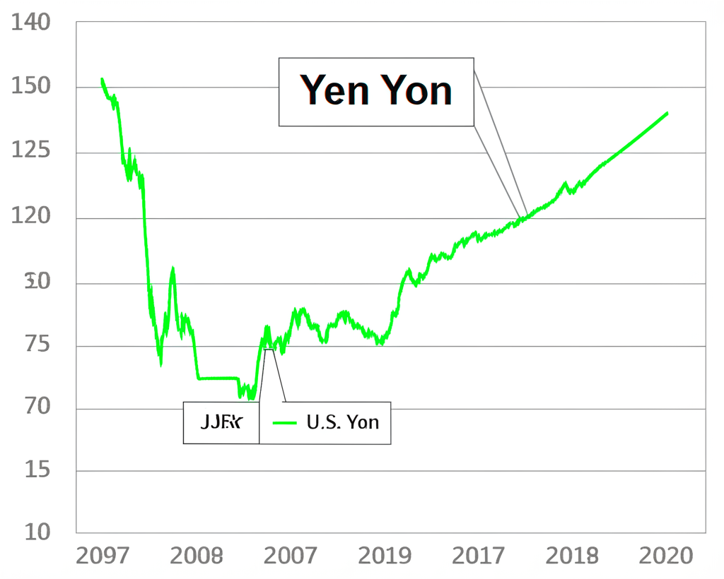 視覺化呈現美日兩國擴大的利率差異，顯示資金從日本流向美國。