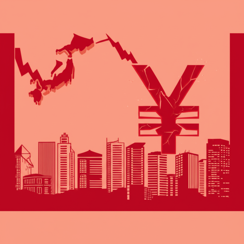 說明日本貿易逆差概念的插圖，顯示進口大於出口導致的貨幣淨流出。