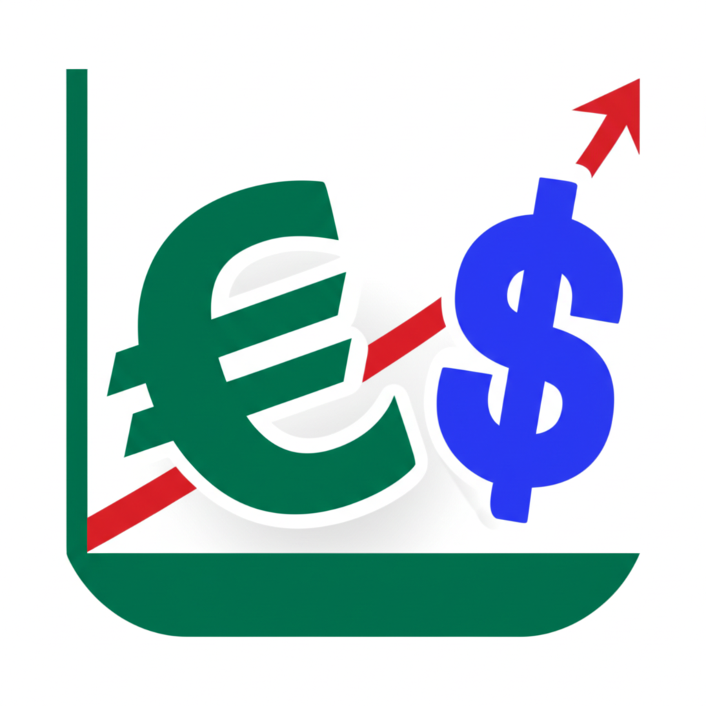 一位穿著西裝的金融專家坐在辦公桌前，桌上擺放多個顯示圖表和數據的螢幕，他正與客戶討論全球貨幣趨勢，特別是歐元和美元的複雜走勢，營造出專業且具分析性的現代辦公氛圍。
